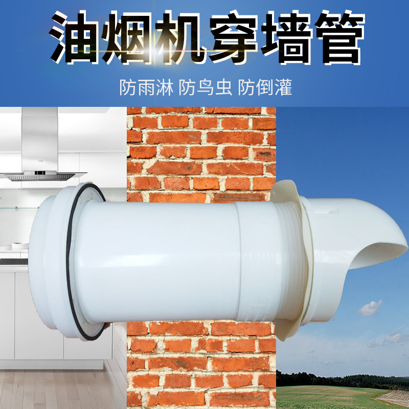 抽吸油烟机排烟管止逆阀烟道厨房外墙出风口穿墙玻璃防风雨罩风帽