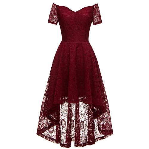 One neck off shoulder lace fishtail dress
