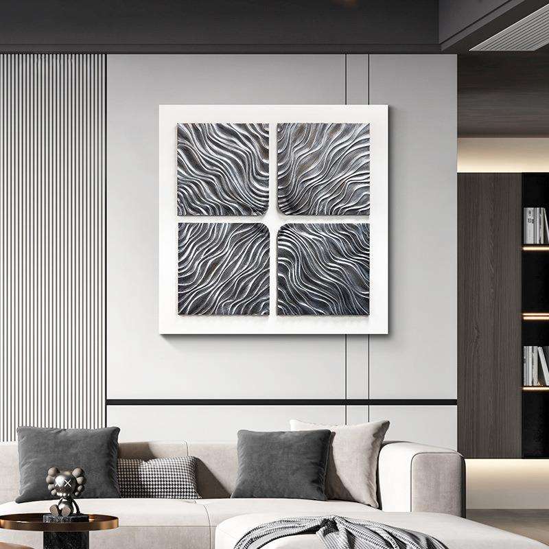 木雕立体实物画现代简约客厅装饰画样板房入户玄关大气过道挂画