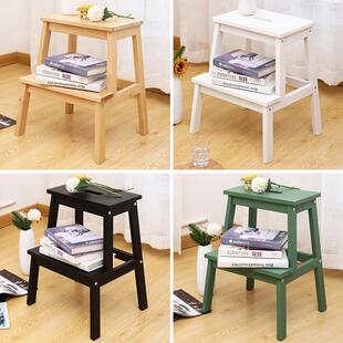 Y*实木脚踏凳双层阶梯凳垫脚凳小楼梯凳子家用高低凳两用儿童台阶