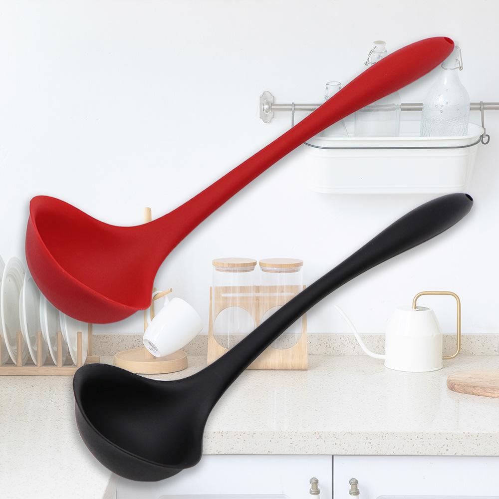 不粘锅弧形烹饪大全包大号汤壳厨具勺子家用硅胶汤勺手柄长一体加
