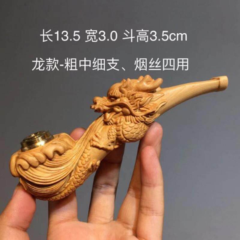 檀木烟斗男士实木手工复古雕刻便携烟具烟斗工艺品摆件烟嘴手把件