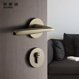 门锁室内卧室房门锁北欧青古铜两件式 锁家用简约磁吸锁现代实木门