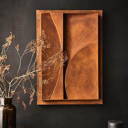 现代立体雕刻装饰画简约客厅侘寂玄关高级挂画木雕沙发背景墙壁画