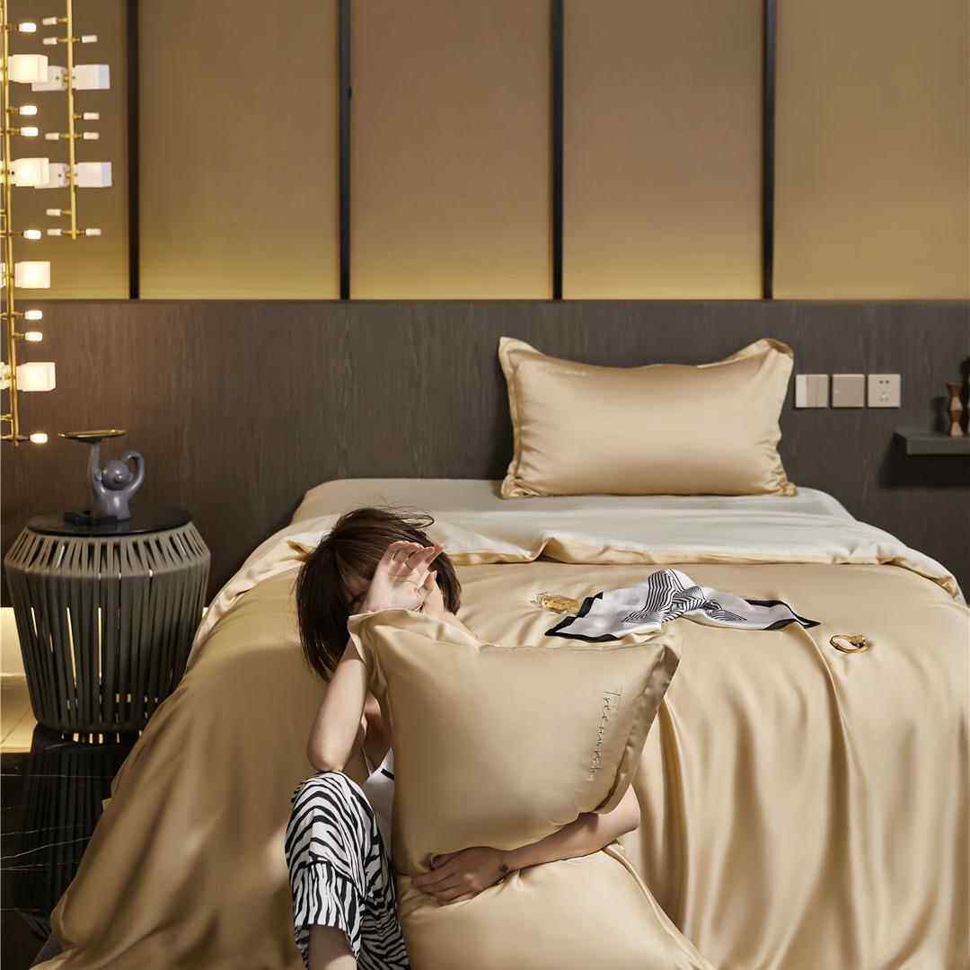 轻奢四款丝滑柔裸睡软床品风OWL季进口兰精莱天丝四件套家纺24色