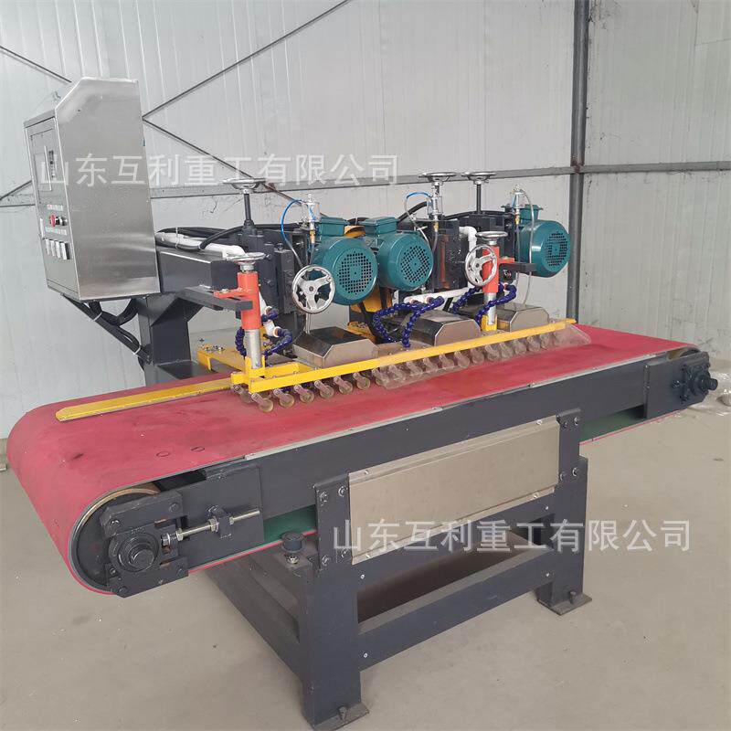 三刀台式岩板型材磨边开槽直切倒角一体机全自动石材瓷砖锯切设备