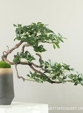 新中式仿真松树植物盆景创意客厅玄关家具装饰酒店样板间盆栽摆件