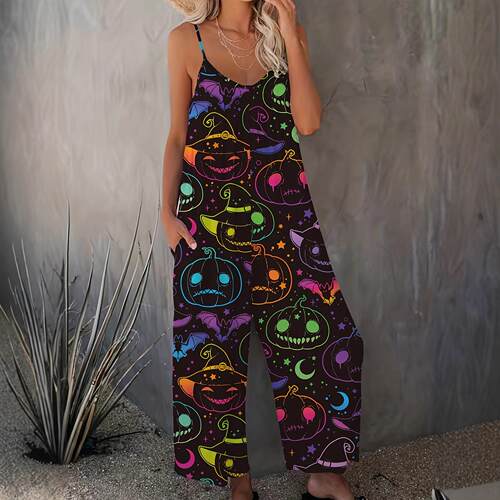 Printed camisole women's jumpsuit