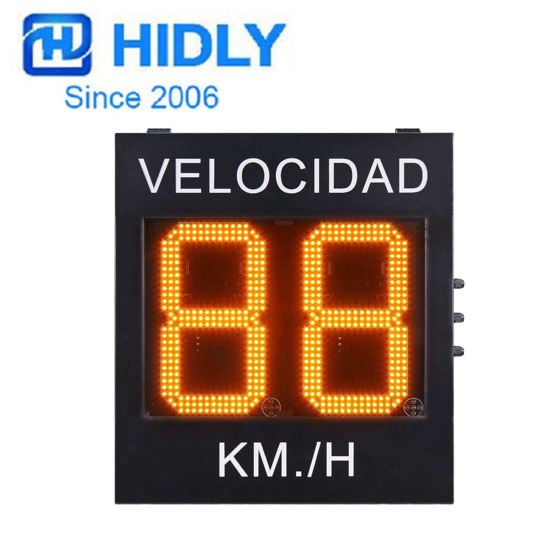 西班牙LED雷达测速显示屏 网络控制户外黄色88格式道路速度显示牌