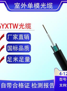 GYXTW中心束管式室外单模4/6/8/12芯GYXTZW架空轻铠装阻燃光缆