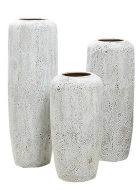 景德镇陶瓷落地大花瓶干花白色泡泡釉现代花器美式0.4/0.5/0.6米