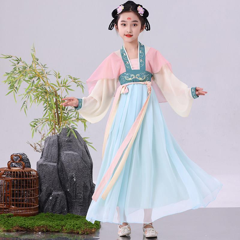 元旦儿童汉服古典舞初夏演出服女童阮郎归上春山表演满庭芳古装服
