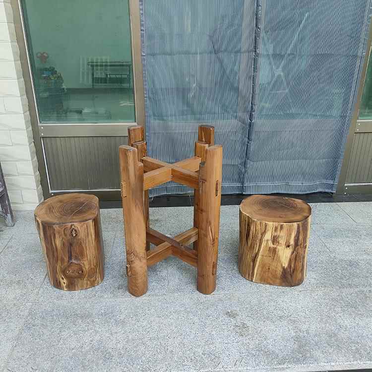 石磨架老槐木茶盘台木架QAU实磨盘木支架圆形石头架复古怀茶木旧