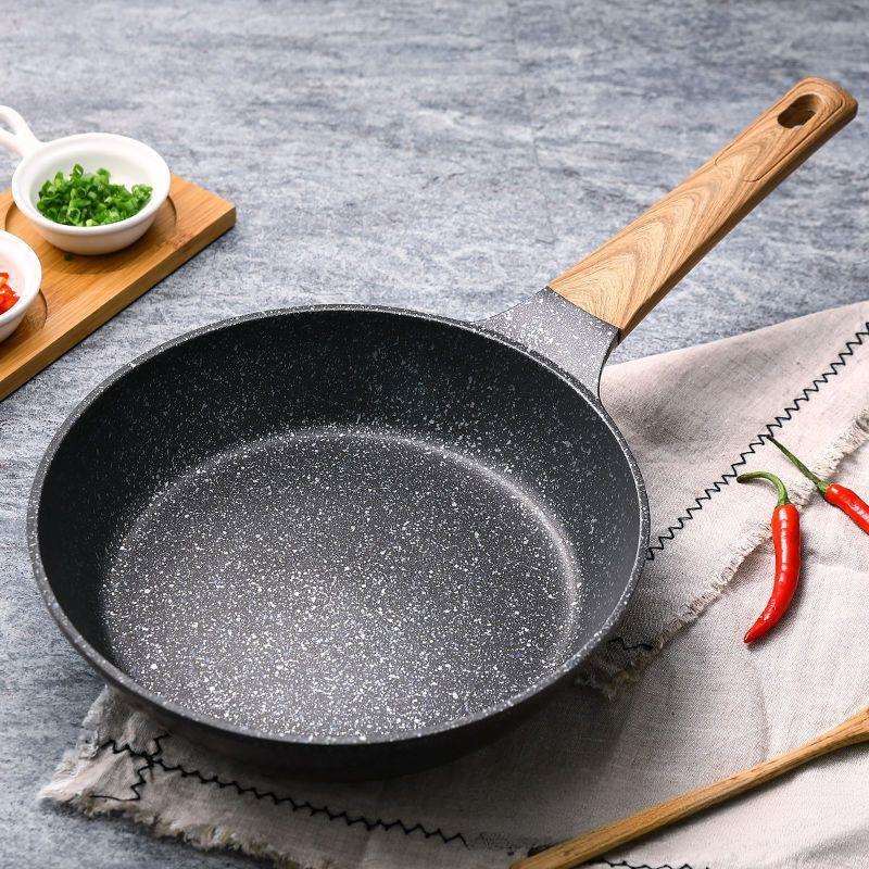 德国尤米麦饭石色平底锅不粘锅煎锅家用牛排煎蛋锅电磁炉炒菜锅具