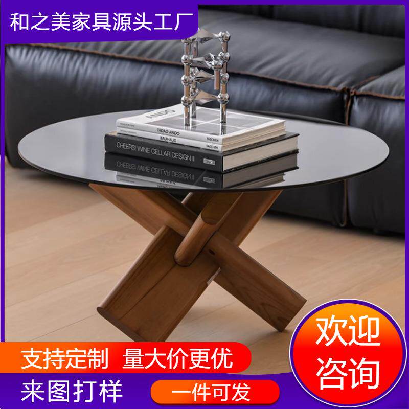 轻奢现代客厅钢化玻璃桌子简约沙发边几边桌设计师圆形茶几咖啡桌