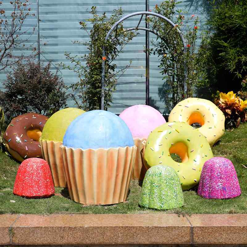 真甜甜圈雕塑摆件 玻璃钢小蛋糕模型 大型广商场超市甜品店门口