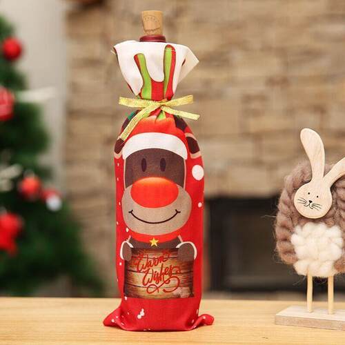 Christmas Wine Bottle Cover Holiday Table Decor for Home Bar