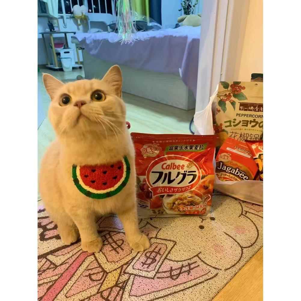 夏季新品宠物西瓜口水巾猫咪围巾狗狗围兜防水防脏可爱心形