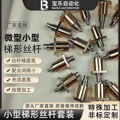 小型微型梯形丝杆螺母套装T3T4T5T6T7T8步进马达3D打印导轨丝杠