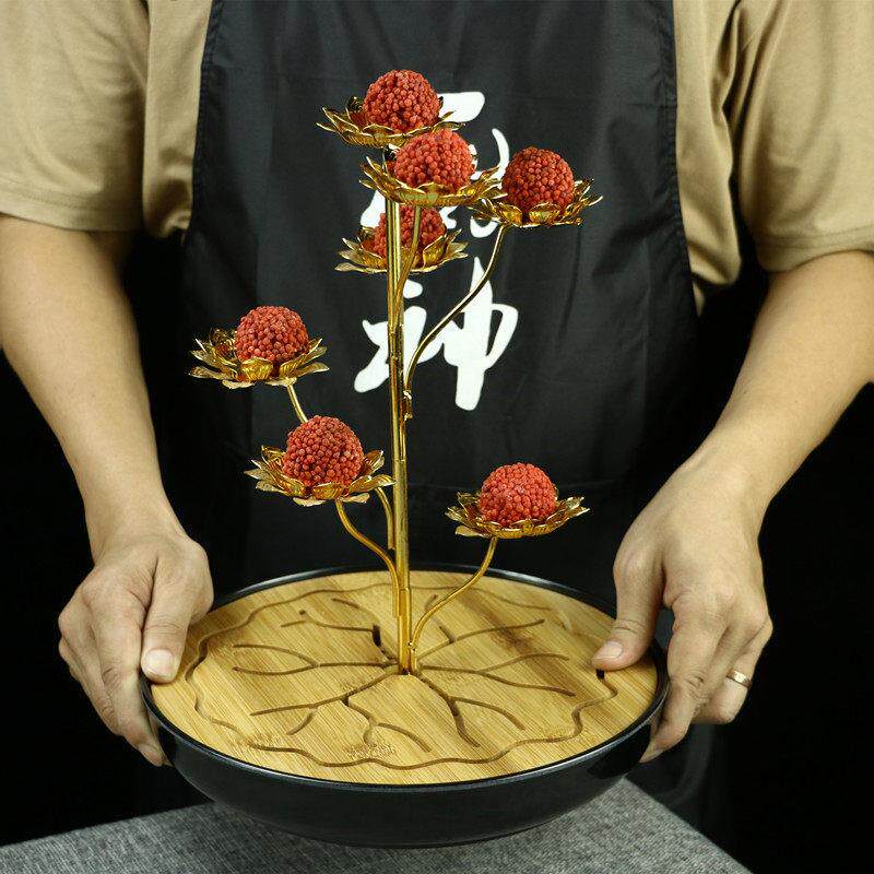 网红铁艺花朵树摆台意境榴莲拔丝餐具创意妃子笑荔枝虾球点心架子