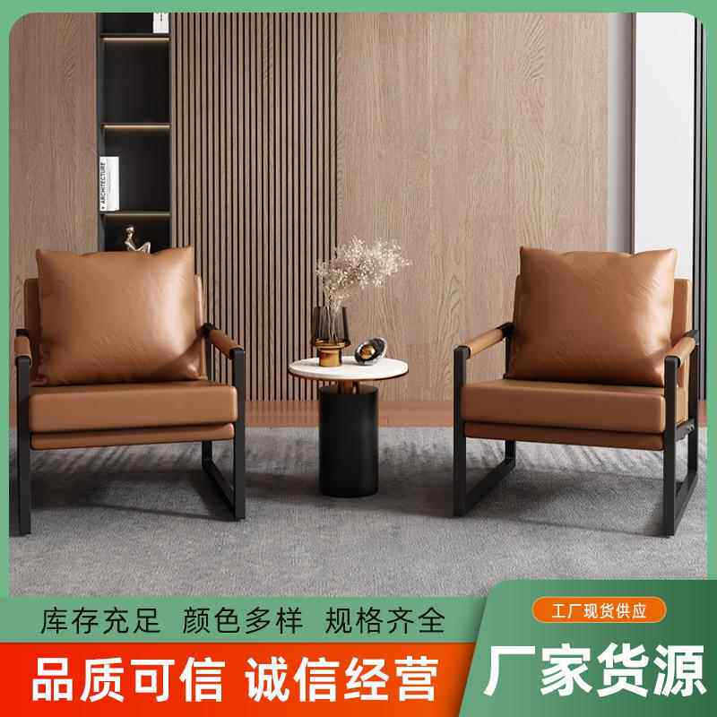 办公沙发轻奢铁艺沙发客厅单人双人北欧办公室组合设师计老虎椅