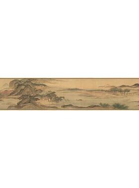 新中式客厅装饰画湖山春暖图山水国画横版壁画大气书房办公室挂画