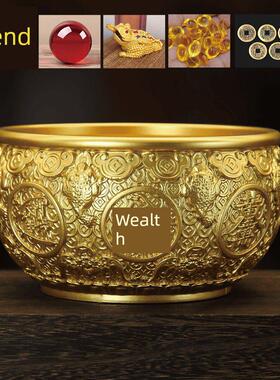 采购产品纯黄铜金蟾蜍聚宝盆饰品，吸引财富，家庭使用，客厅，办