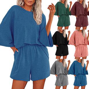 Summer Casual Women's Short Pants Set Womenswear, Solid