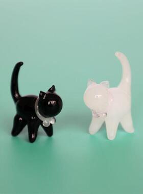 【迷你小猫咪】创意高硼硅彩色玻璃mini小猫 小桌子办公桌摆件