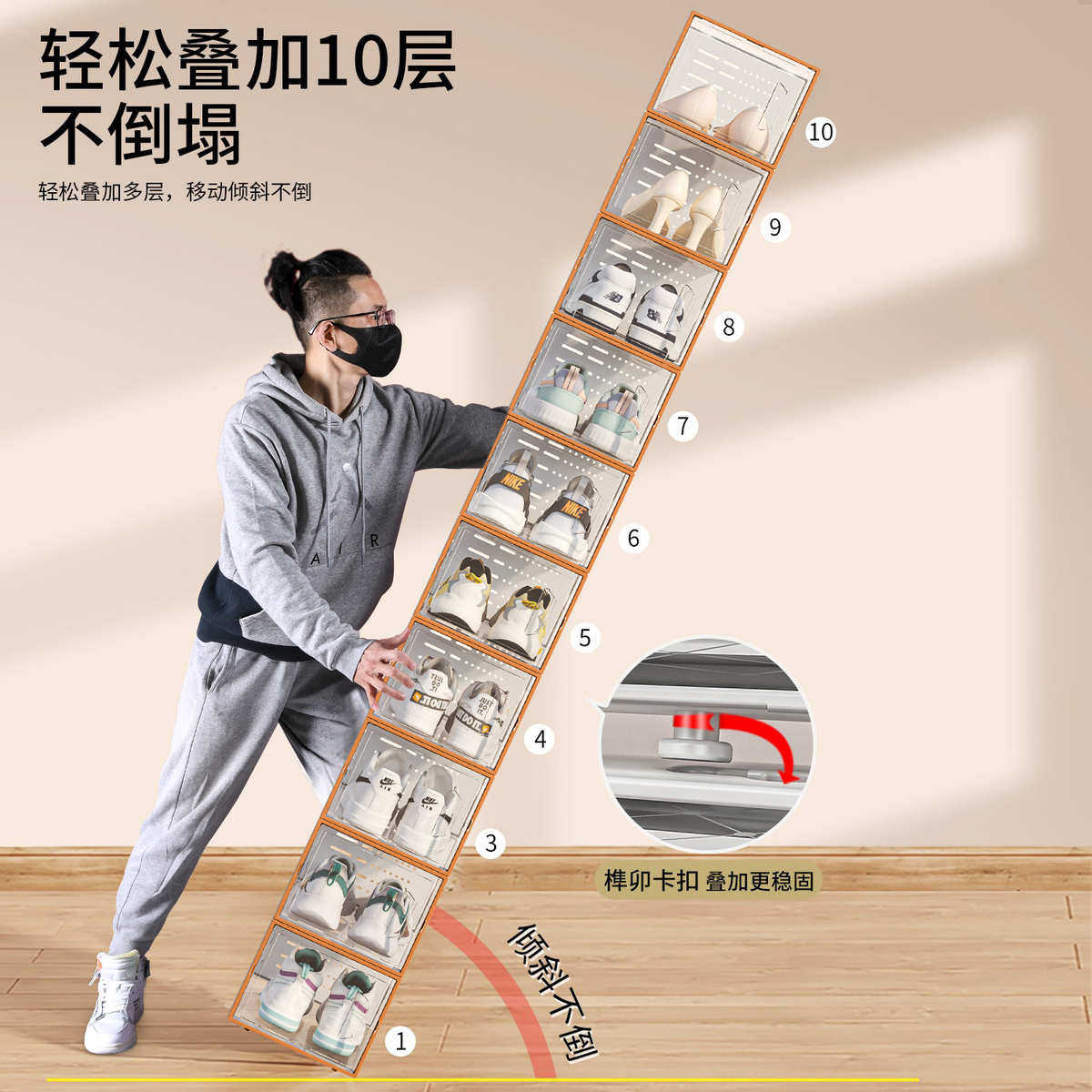 透明鞋盒收纳盒鞋子收纳省空间塑料折叠鞋柜家用防尘鞋架加厚,收纳整理,鞋子收纳架,淘宝优惠券,粉丝福利购,淘宝优惠卷