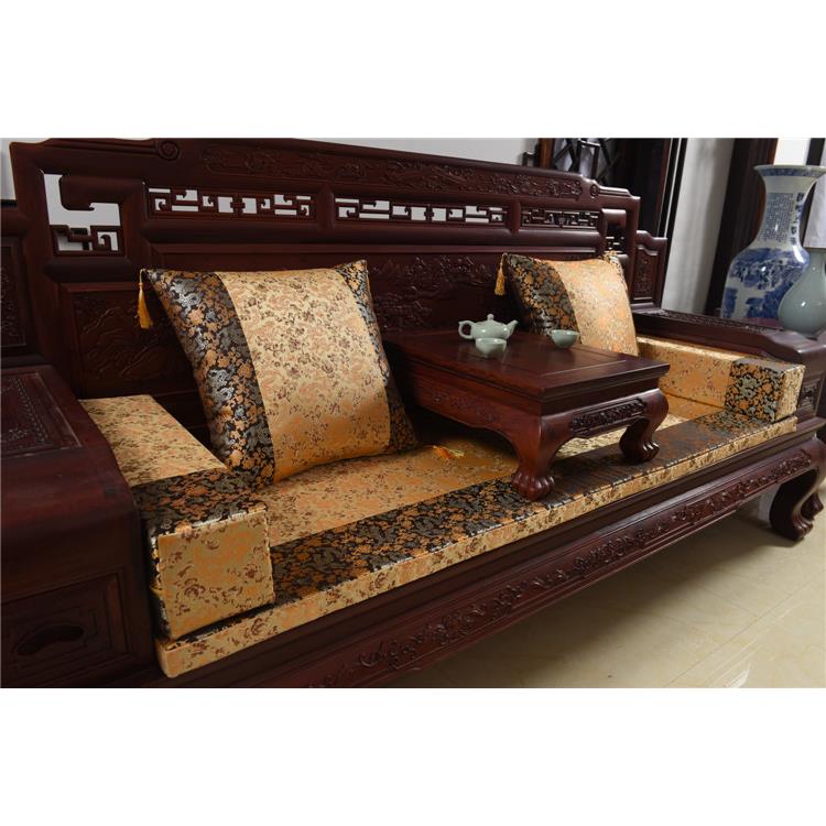 正品定中式扶仿古典红木做具沙发家床靠枕垫方枕抱枕手枕腰枕绸缎