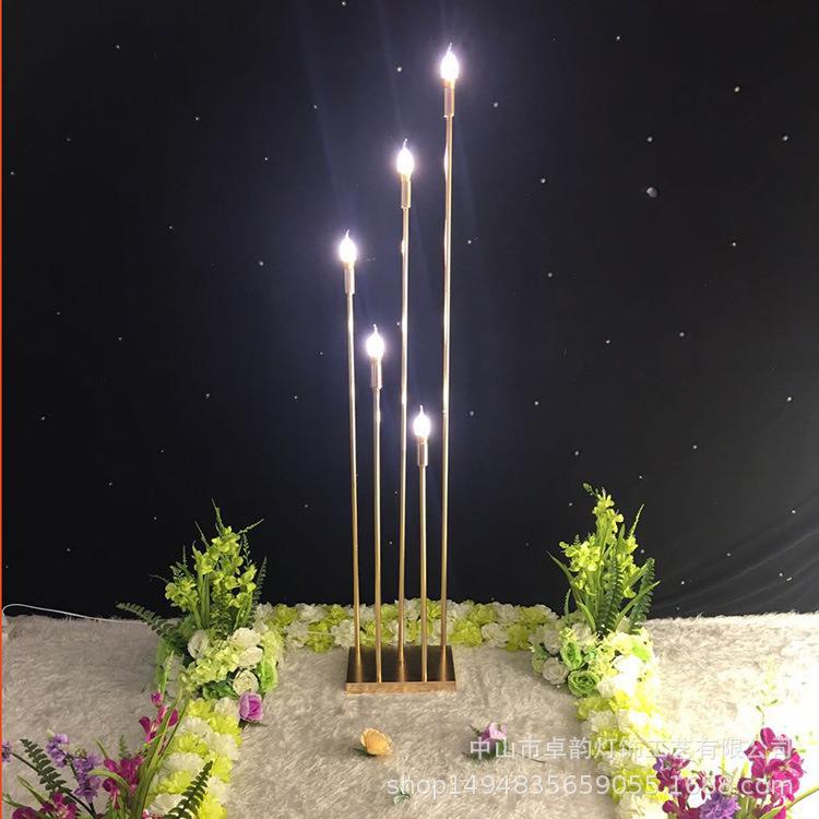 新款婚庆道具铁0艺电镀1头星光引珠拉尾灯泡暖尖光现CJY场路装饰