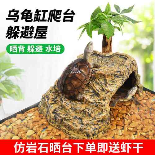 乌龟缸爬台晒台躲避屋养龟专用楼梯晒背台石头爬坡大号爬梯栖息台