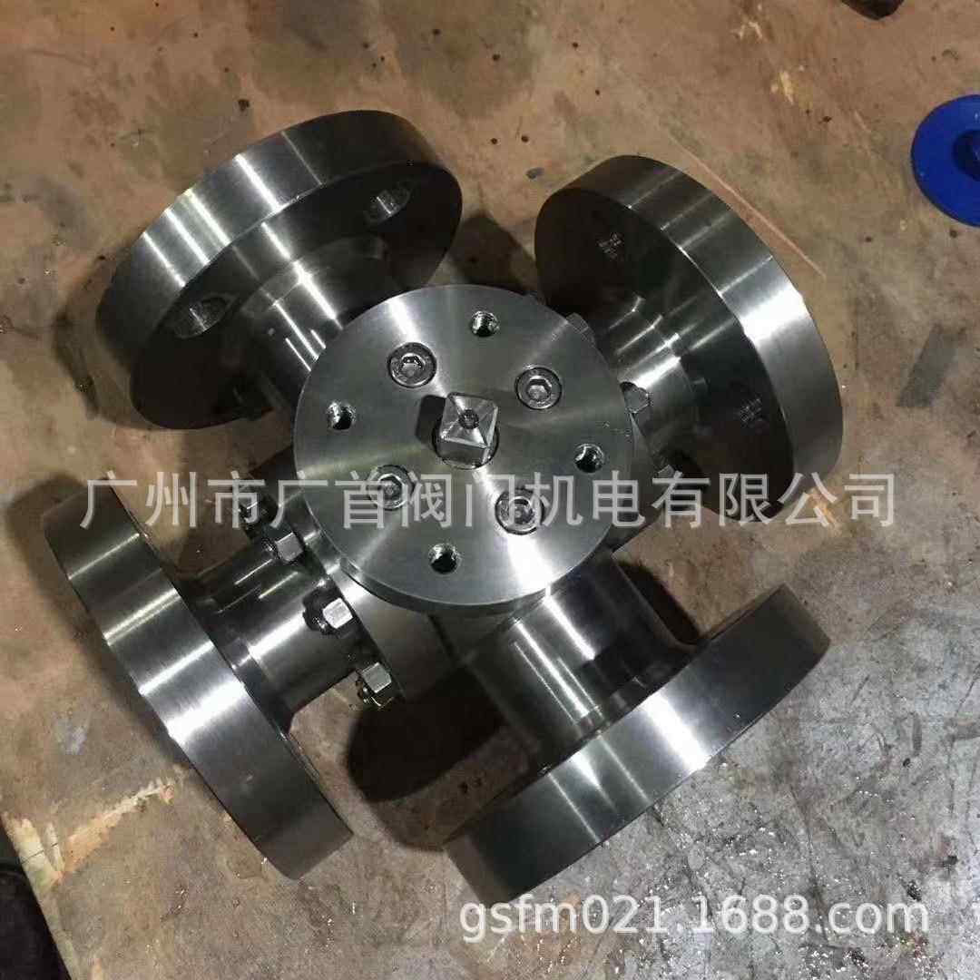 不锈钢304法兰四通球阀Q46F16/25CT型L型平行调节球阀多方向