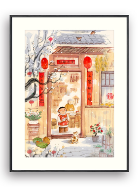 中央美院硕士 肚子杜杜限量版画《岁月静好》书房客厅卧室挂画