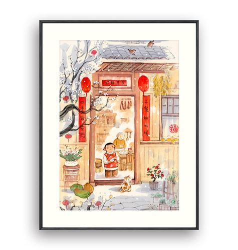 中央美院硕士 肚子杜杜限量版画《岁月静好》书房客厅卧室挂画