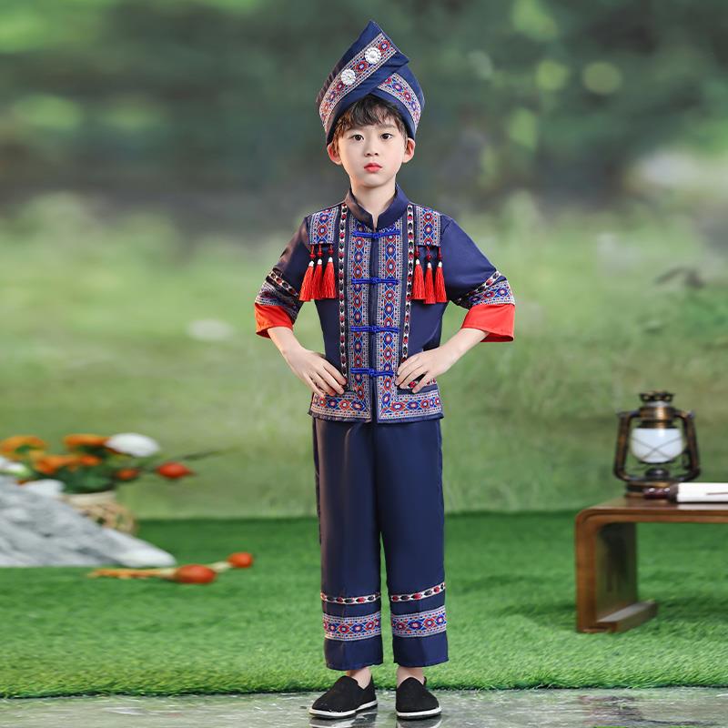 正品三三儿童壮族演出服少数民族广蹈西壮男女童族舞表演服壮族服