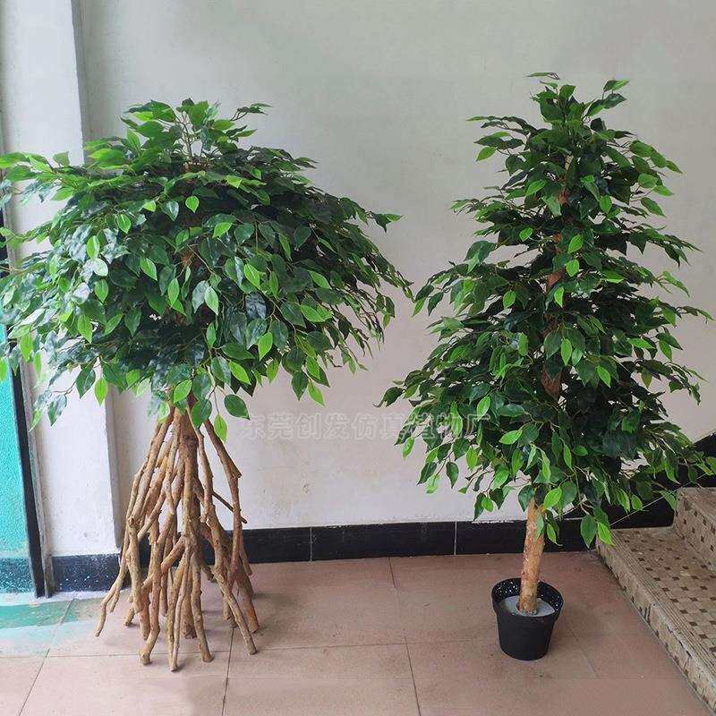厂家直销 仿真榕树叶 室内软装绿植盆景假树枝 人造小榕树1.8米