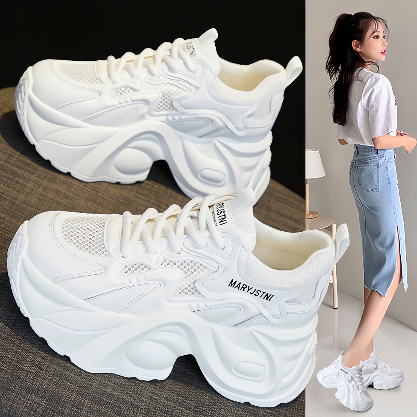 老爹鞋女鞋子2025秋季新款白色厚底内增高运动小白休闲爆款巨好看