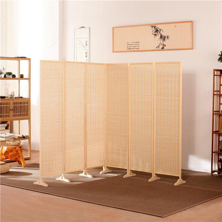竹编移动屏风无品牌/玄关带滑实木简约用折叠家饭店轮办公屏室折