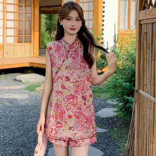 新中式ZCHAO857国无背袖马甲肩女夏季新风款提花盘扣唐装汉服心坎