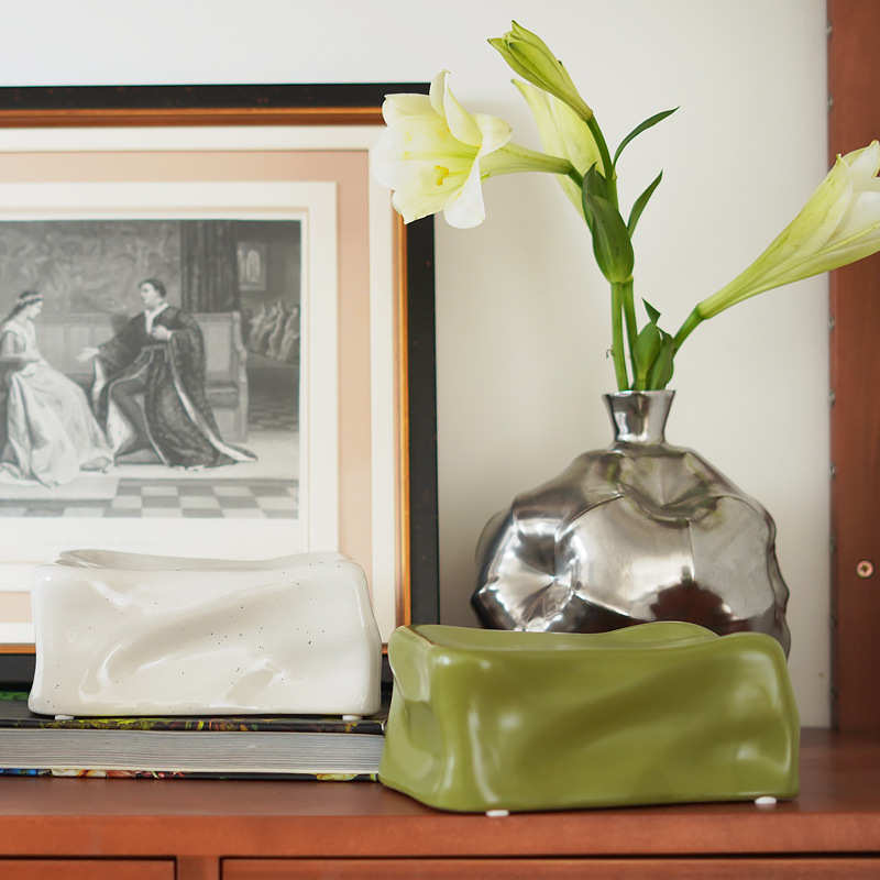 视远冰块景德镇陶瓷纸巾盒高级感轻奢创意客厅电镀茶几收纳盒摆件