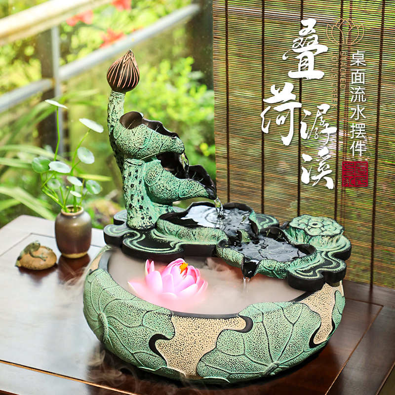 创意桌面流水喷泉摆件家居饰品客厅电视柜加湿器装饰景观开业礼品