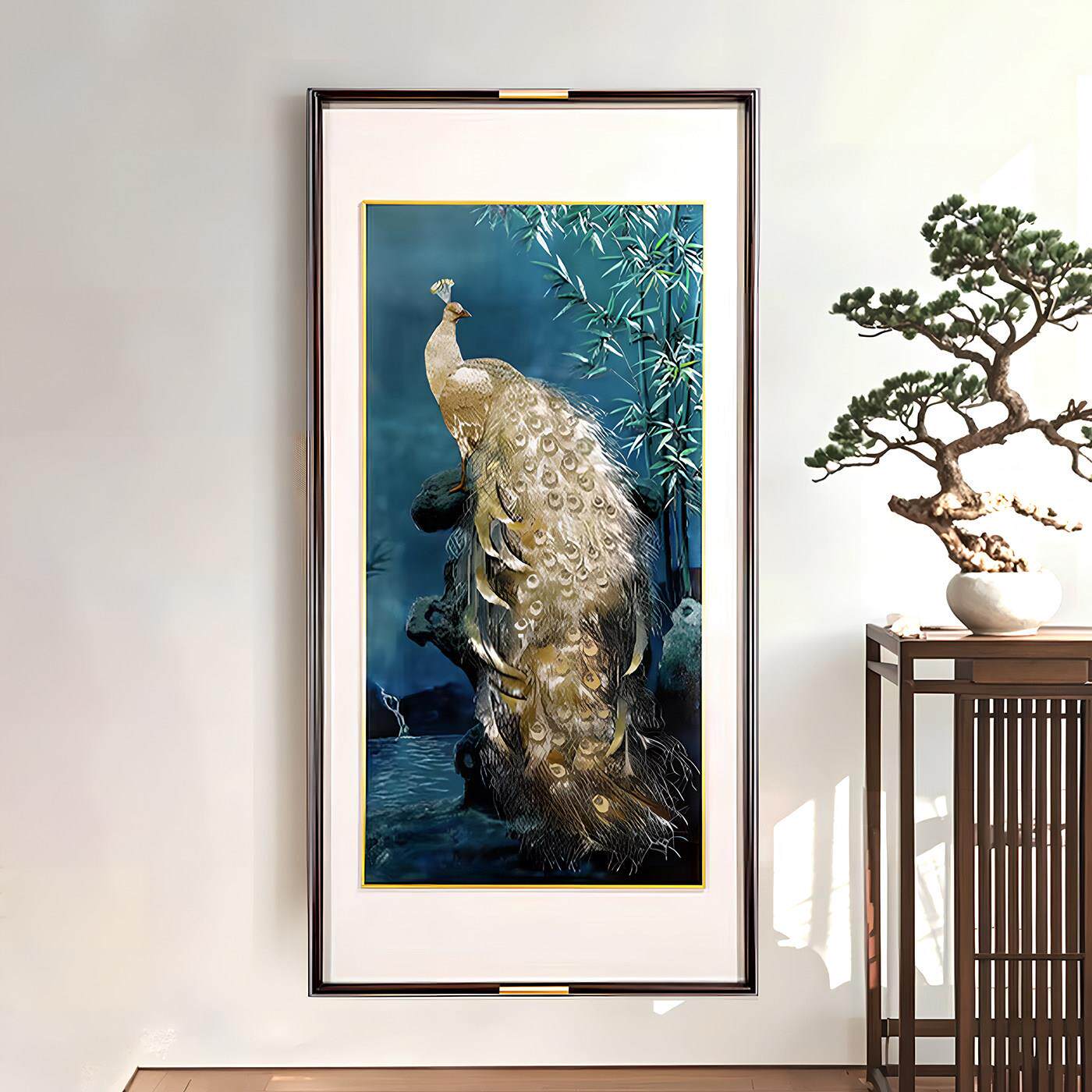 《金丝孔雀》金属铝板手工雕刻装饰画玄关走廊过道墙壁画挂画摆件