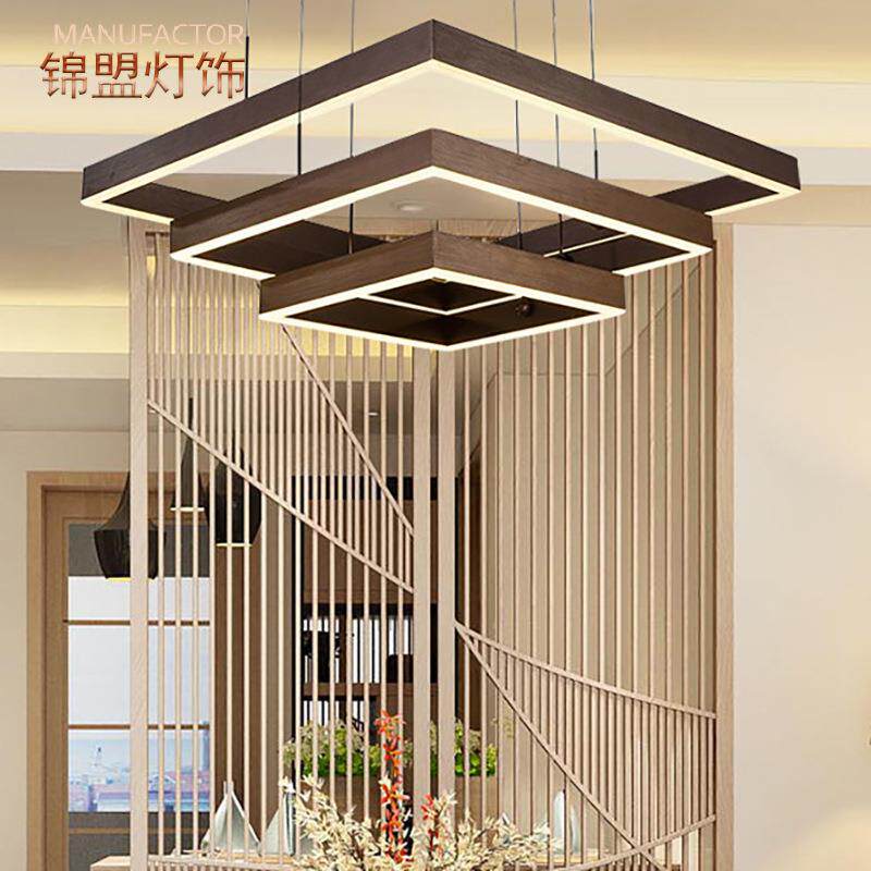 北欧后现代简约led方形铝材亚力克吊灯客厅卧室餐厅展厅吊线灯饰