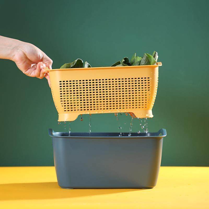 北欧双层洗菜篮 塑料沥水筛盆 厨房水果收纳篮 收纳果蔬篮2件套,餐饮具,洗菜盆/沥水篮/漏水筛,淘宝优惠券,粉丝福利购,淘宝优惠卷