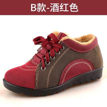 高档闲休布鞋女冬季加绒保暖鞋老人鞋中老年妈妈奶鞋棉防滑软底奶