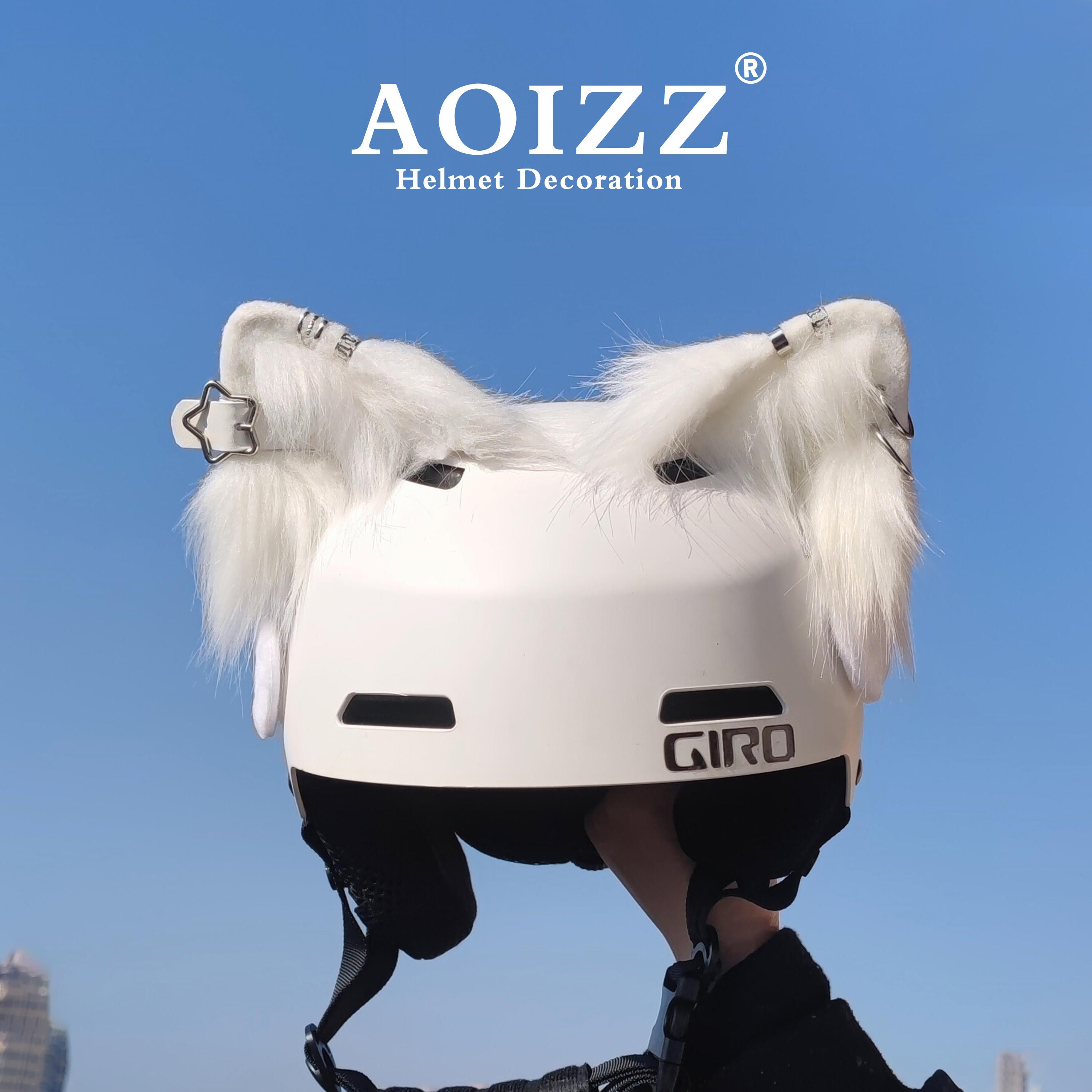 AOIZZ头盔装饰配件猫耳朵机车摩托车女骑雪帽配饰滑雪头盔装饰品
