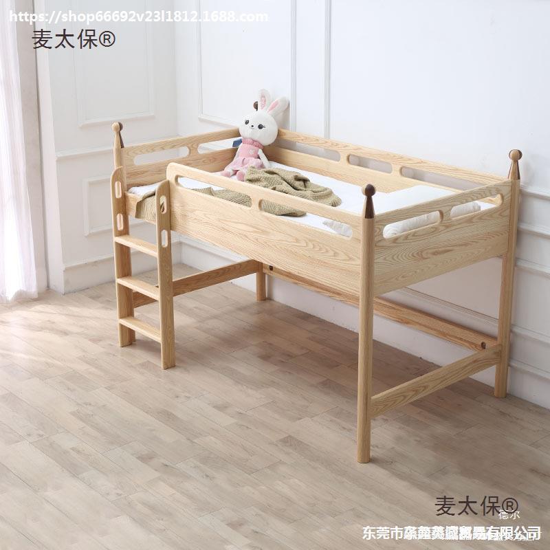 高床带书桌带护栏学生床滑梯床双人双层床组合床小床松木麦太保