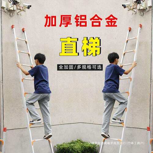 单侧直梯家用铝合金阁楼梯爬梯加厚一字梯工程梯户外梯单边梯子